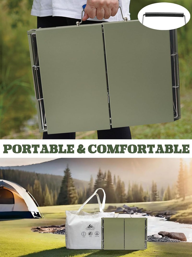 Charmline 20x14 inches Big Portable Charcoal Grill, Compact Grill with Liftable Grilling Net, Saving Space Barbeque Grill for Camping, Picnics, Gardens and Beach Parties, Green, Max - Image 5